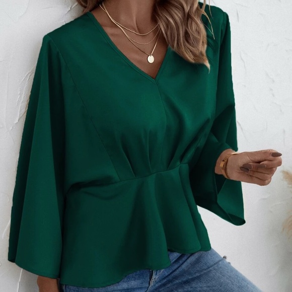 V neck Kimono Sleeve Oversized Blouse - Picture 11 of 15